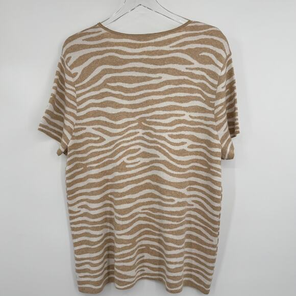 J. McLaughlin Morrison sweater XL animal print modal blend oatmeal white NEW - Picture 3 of 7
